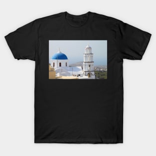 Church and Bell Tower, Pyrgos, Santorini T-Shirt